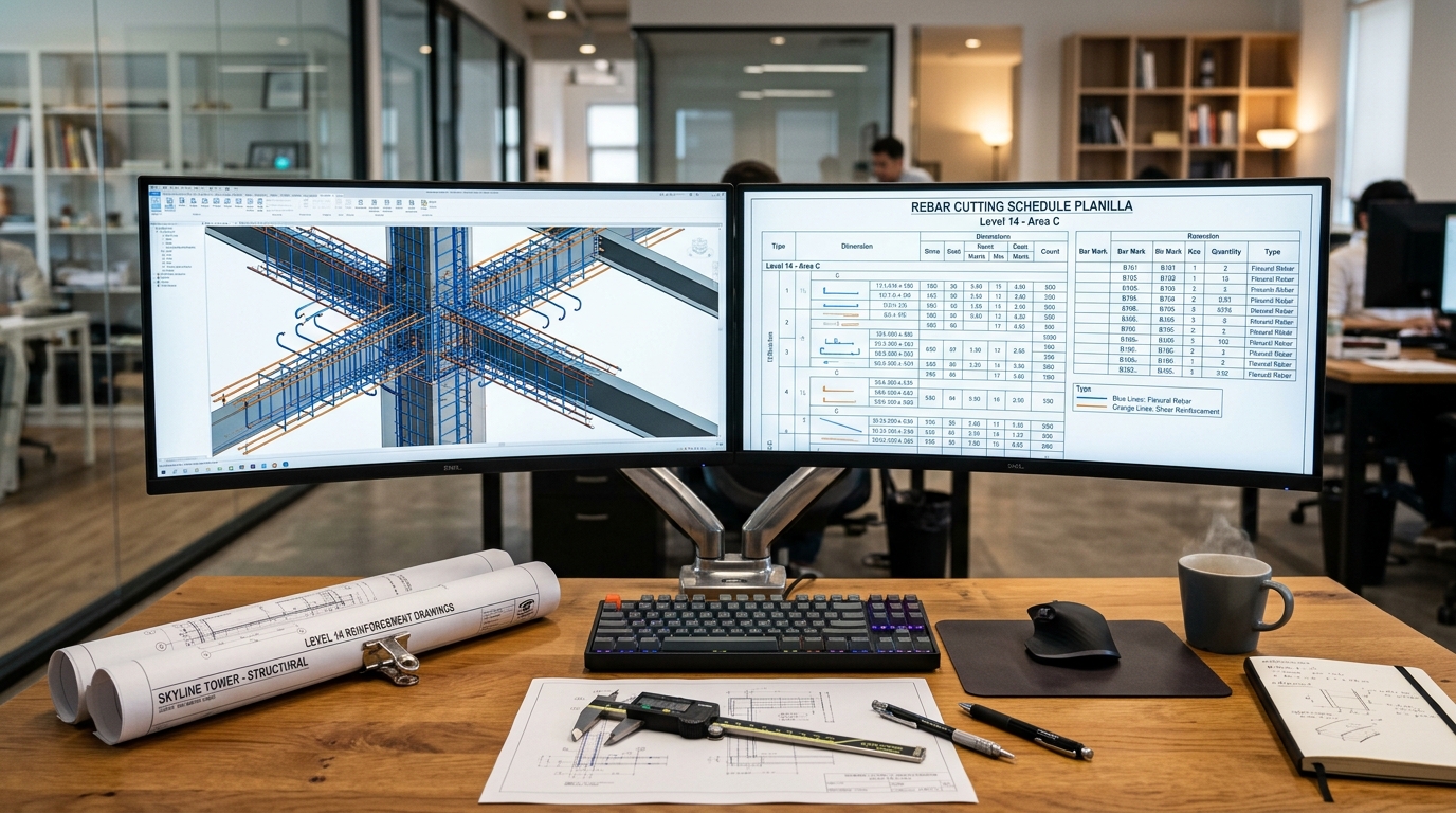 Modelado BIM de ferralla en oficina técnica